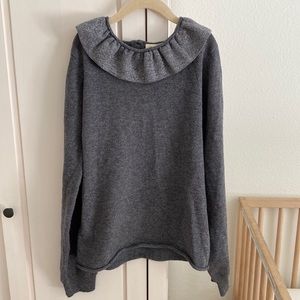Louis Louise (EUC) | Extra Fine Wool Knit Sweater Glitter Shimmer Ruffle Collar